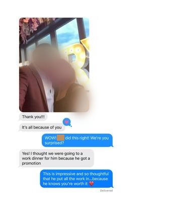 A Broom List client sharing a relationship milestone