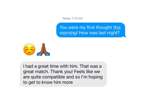 A Broom List client sharing a relationship milestone