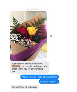 Client message celebrating a successful Broom List match
