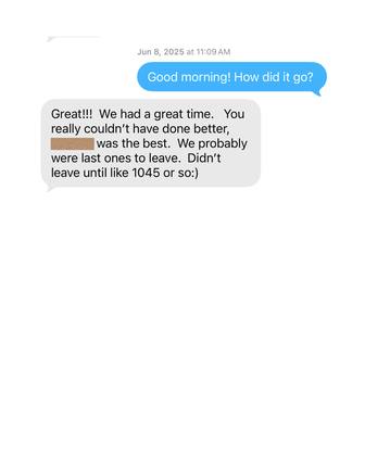 Real Broom List client testimonial message