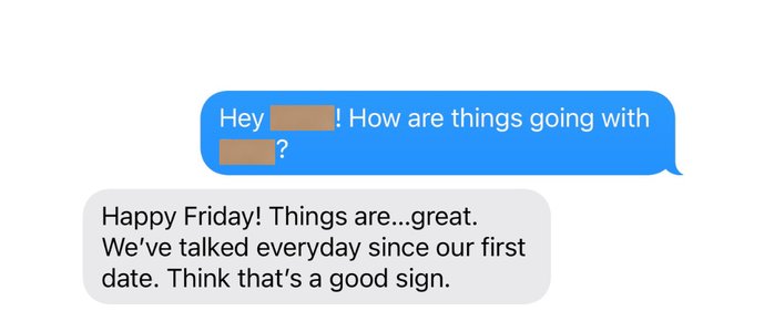 Client message celebrating a successful Broom List match